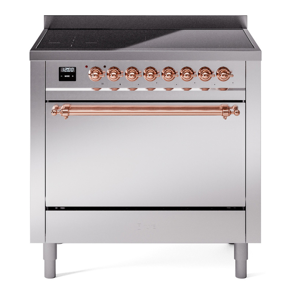 ILVE UPI366QNMPSSP Nostalgie II 36 inch Induction Range with 6 Elements (Solid Door, Stainless Steel, Copper) 1 UPI366QNMPSSP