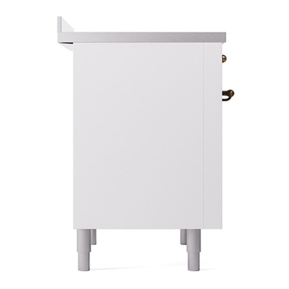ILVE UPI366QNMPWHB Nostalgie II 36 inch Induction Range with 6 Elements (Solid Door, White, Burnished) 7 ILVE_UPI366QNMPWHB_Nostalgie_II_Left_Angle