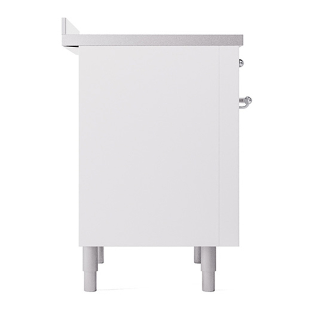 ILVE UPI366QNMPWHC Nostalgie II 36 inch Induction Range with 6 Elements (Solid Door, White, Chrome) 7 ILVE_UPI366QNMPWHC_Nostalgie_II_Left_Angle