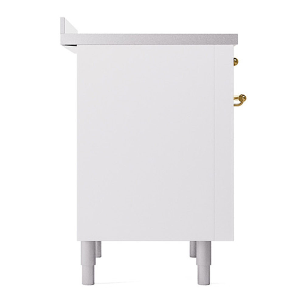 ILVE UPI366QNMPWHG Nostalgie II 36 inch Induction Range with 6 Elements (Solid Door, White, Brass) 7 ILVE_UPI366QNMPWHG_Nostalgie_II_Left_Angle