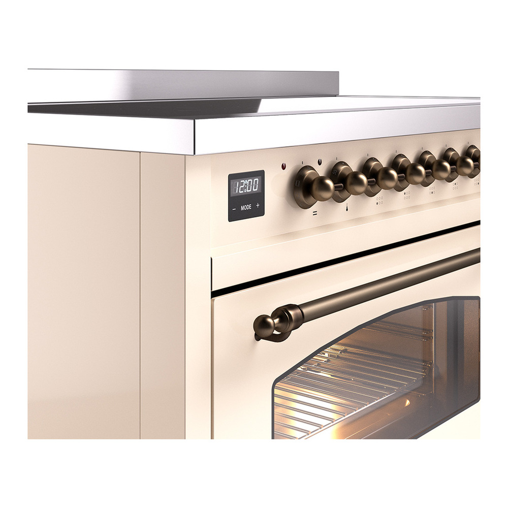 ILVE UPI486NMPAWB Nostalgie II 48 inch Induction Range with 6 Elements (Triple Glass Door, Antique White, Burnished) 10 ILVE_UPI486NMPAWB_Nostalgie_II_30"_Dual_Fuel_Range_details