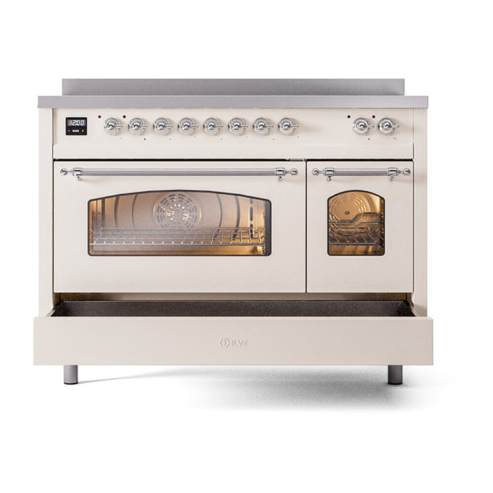 ILVE_UPI486NMPAWC_Nostalgie_II_30"_Dual_Fuel_Range_drawer_opened