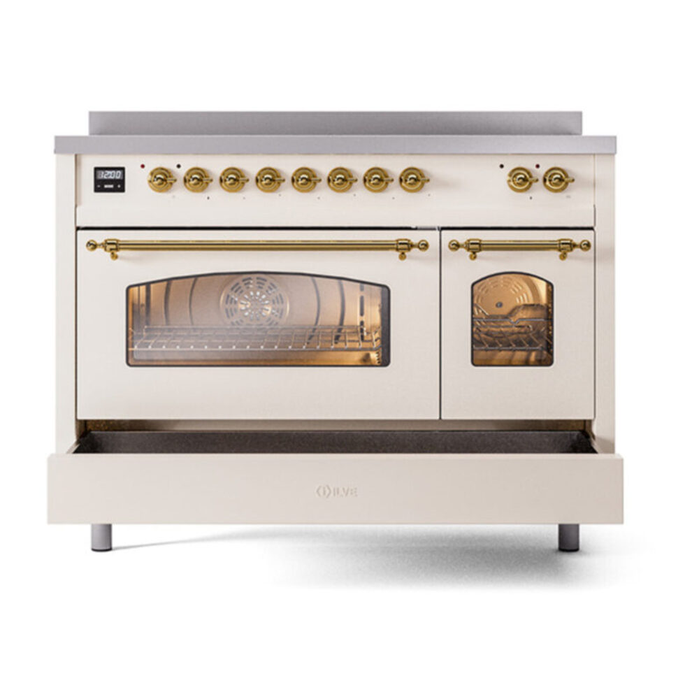 ILVE_UPI486NMPAWG_Nostalgie_II_30"_Dual_Fuel_Range_drawer_opened