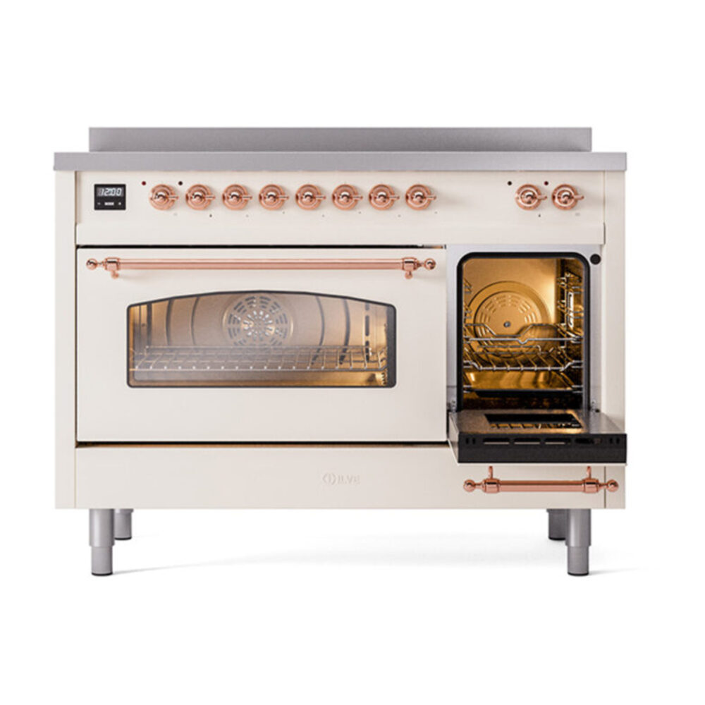 ILVE_UPI486NMPAWP_Nostalgie_II_30"_Dual_Fuel_Range_side_oven_door_opened