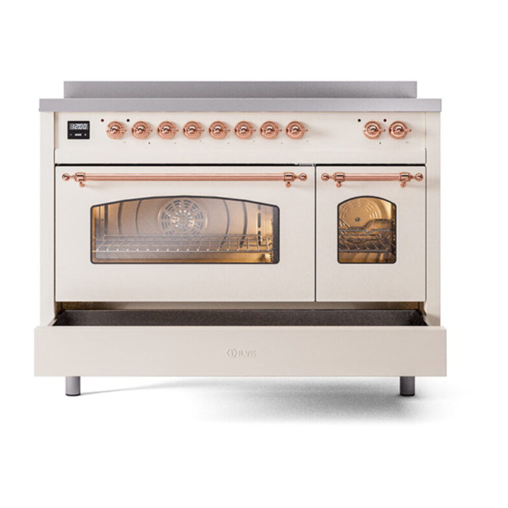 ILVE_UPI486NMPAWP_Nostalgie_II_30"_Dual_Fuel_Range_drawer_opened