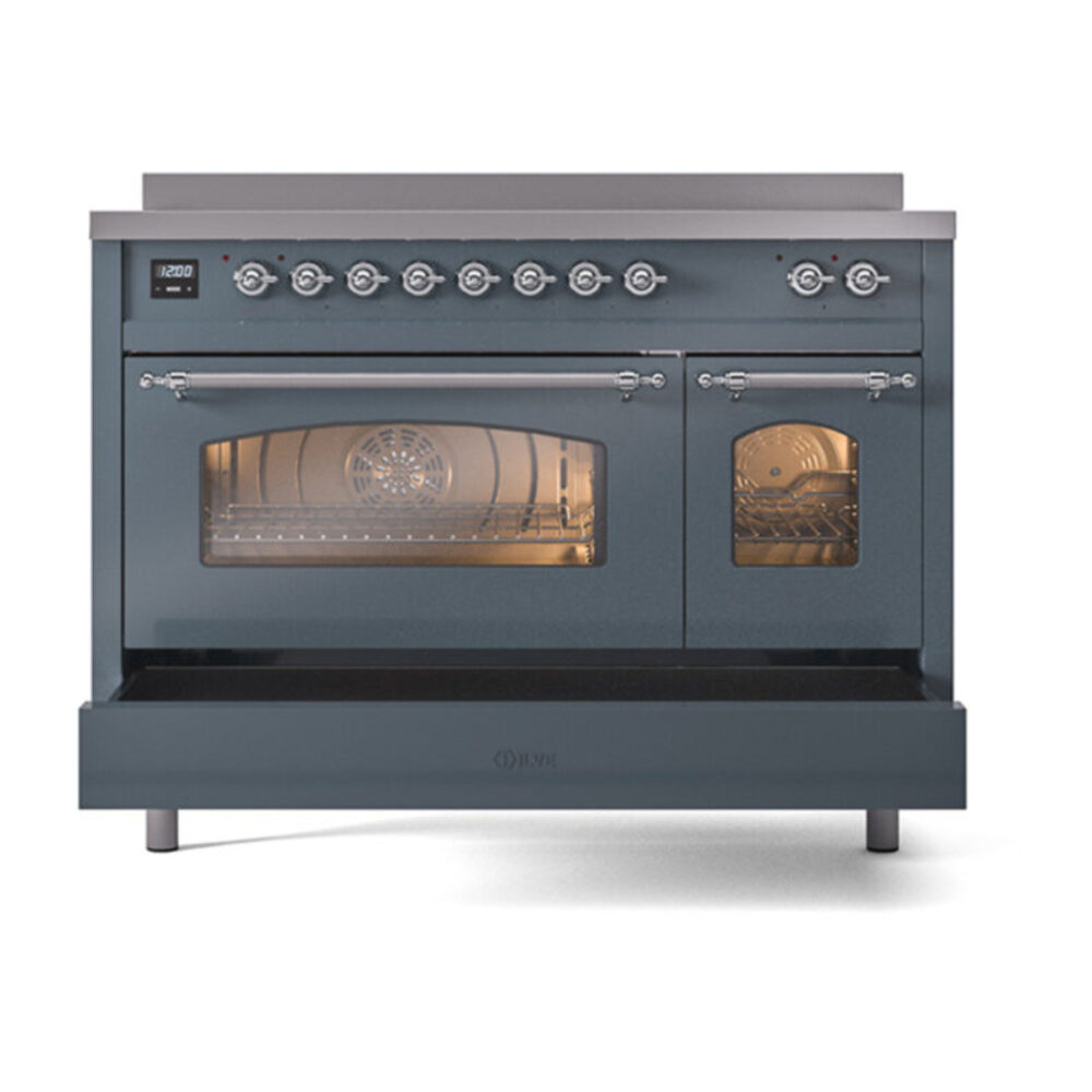 ILVE_UPI486NMPBGC_Nostalgie_II_30"_Dual_Fuel_Range_drawer_opened