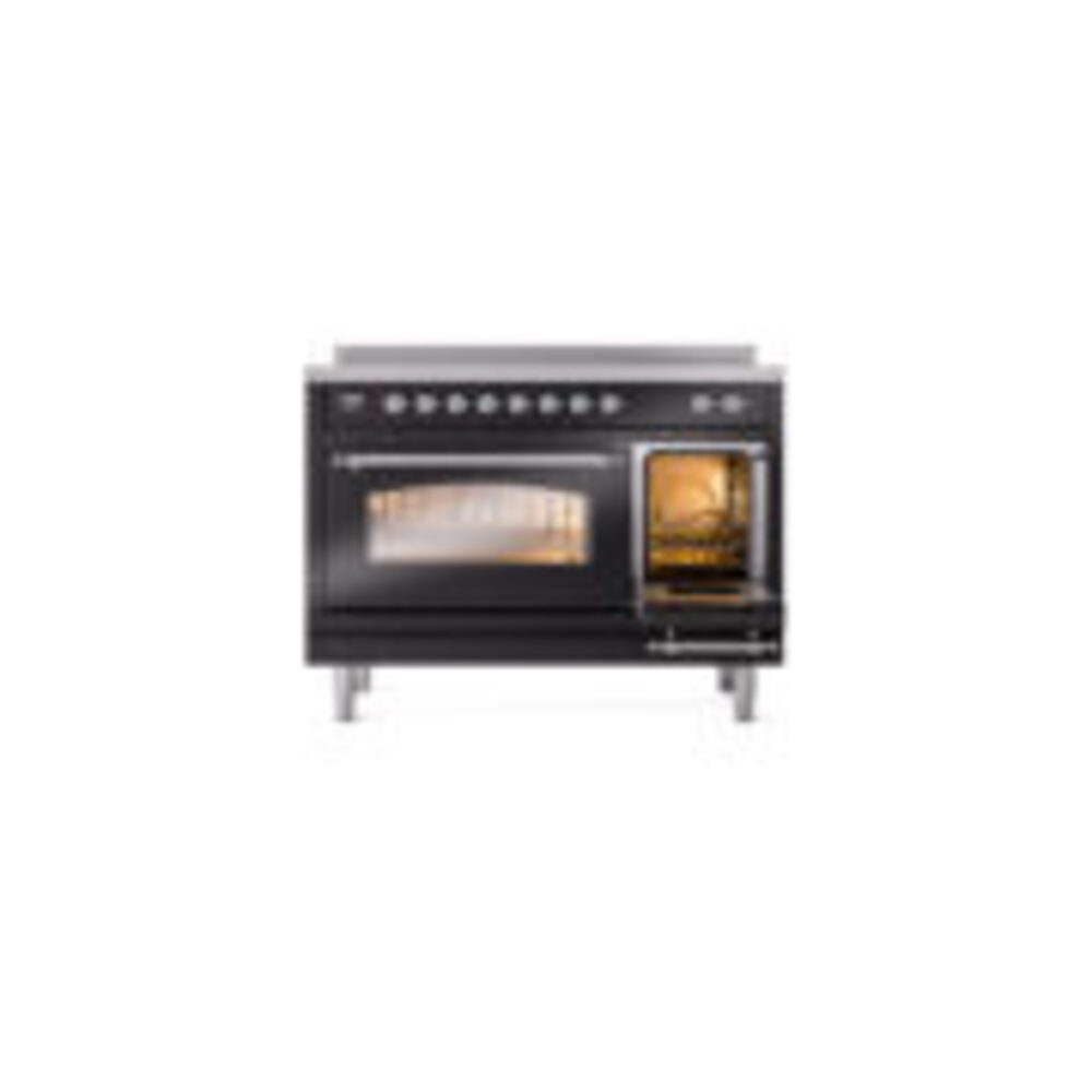 ILVE_UPI486NMPBKC_Nostalgie_II_48"_Dual_Fuel_Range_side_oven_door_opened