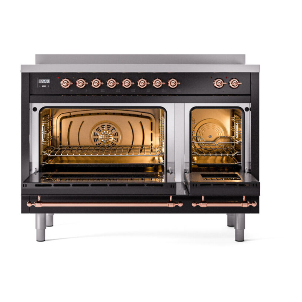 ILVE_UPI486NMPBKP_Nostalgie_II_48"_Dual_Fuel_Range_oven_door_opened