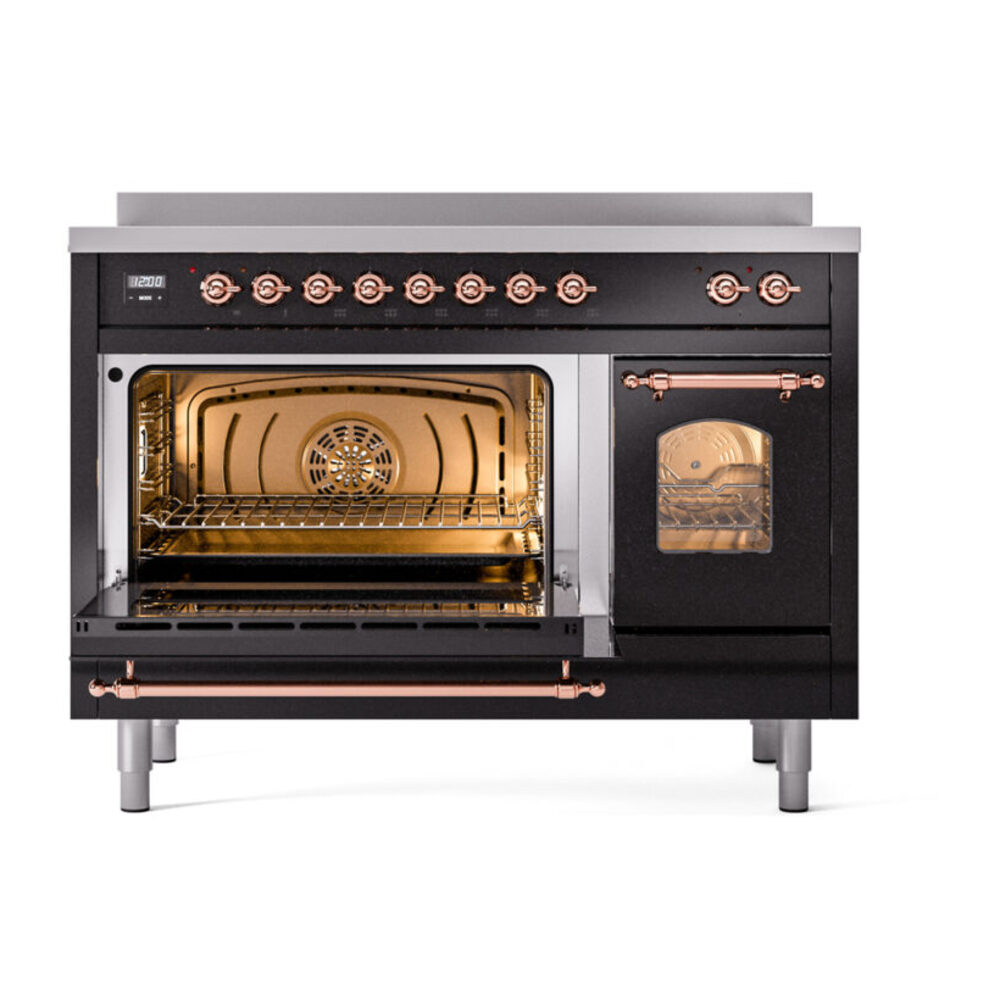 ILVE_UPI486NMPBKP_Nostalgie_II_48"_Dual_Fuel_Range_main_oven_door_opened