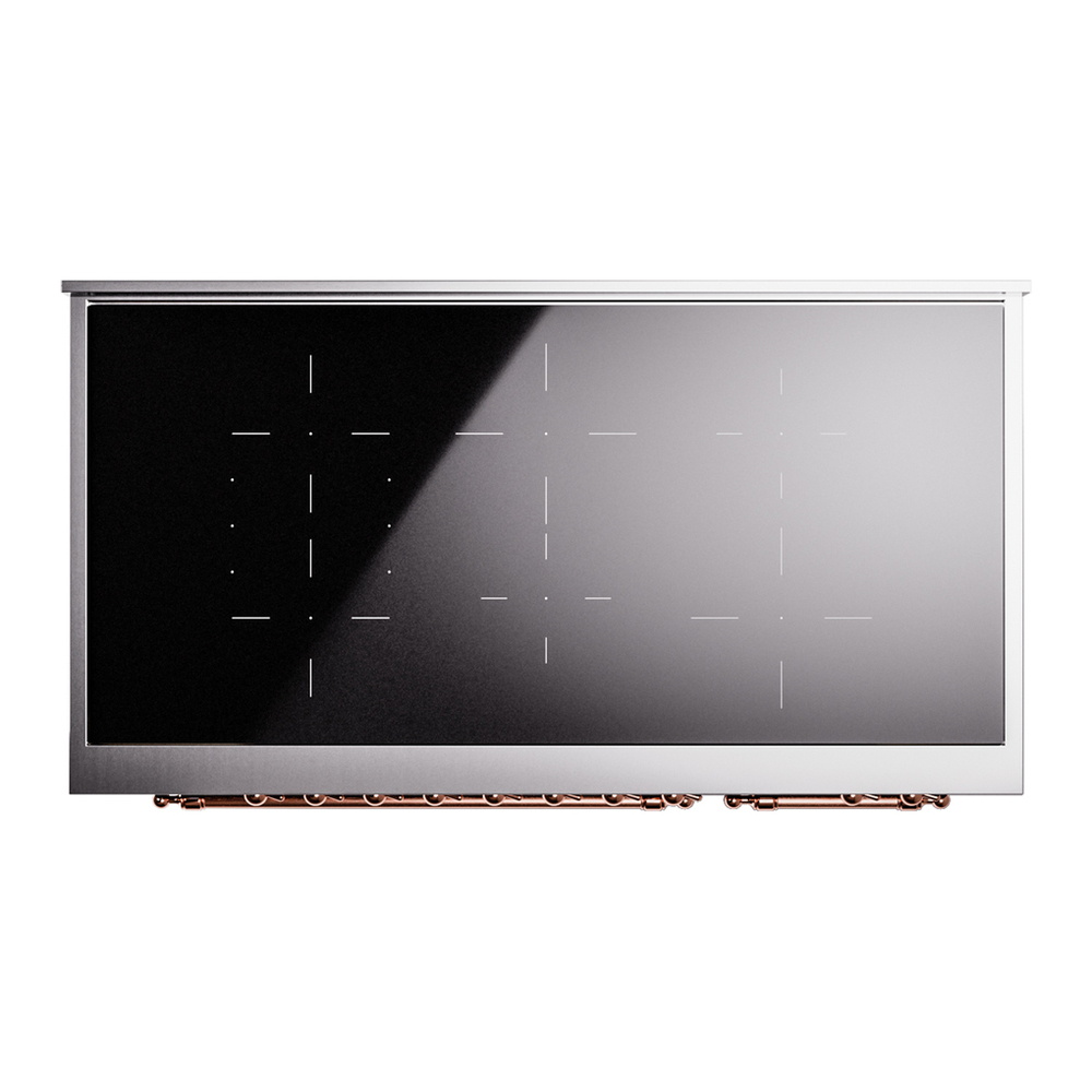 ILVE UPI486NMPBKP Nostalgie II 48 inch Induction Range with 6 Elements (Triple Glass Door, Glossy Black, Copper) 11 ILVE_UPI486NMPBKP_Nostalgie_II_48"_Dual_Fuel_Range_top_view