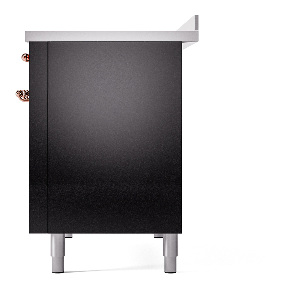 ILVE UPI486NMPBKP Nostalgie II 48 inch Induction Range with 6 Elements (Triple Glass Door, Glossy Black, Copper) 13 ILVE_UPI486NMPBKP_Nostalgie_II_48"_Dual_Fuel_Range_right_side