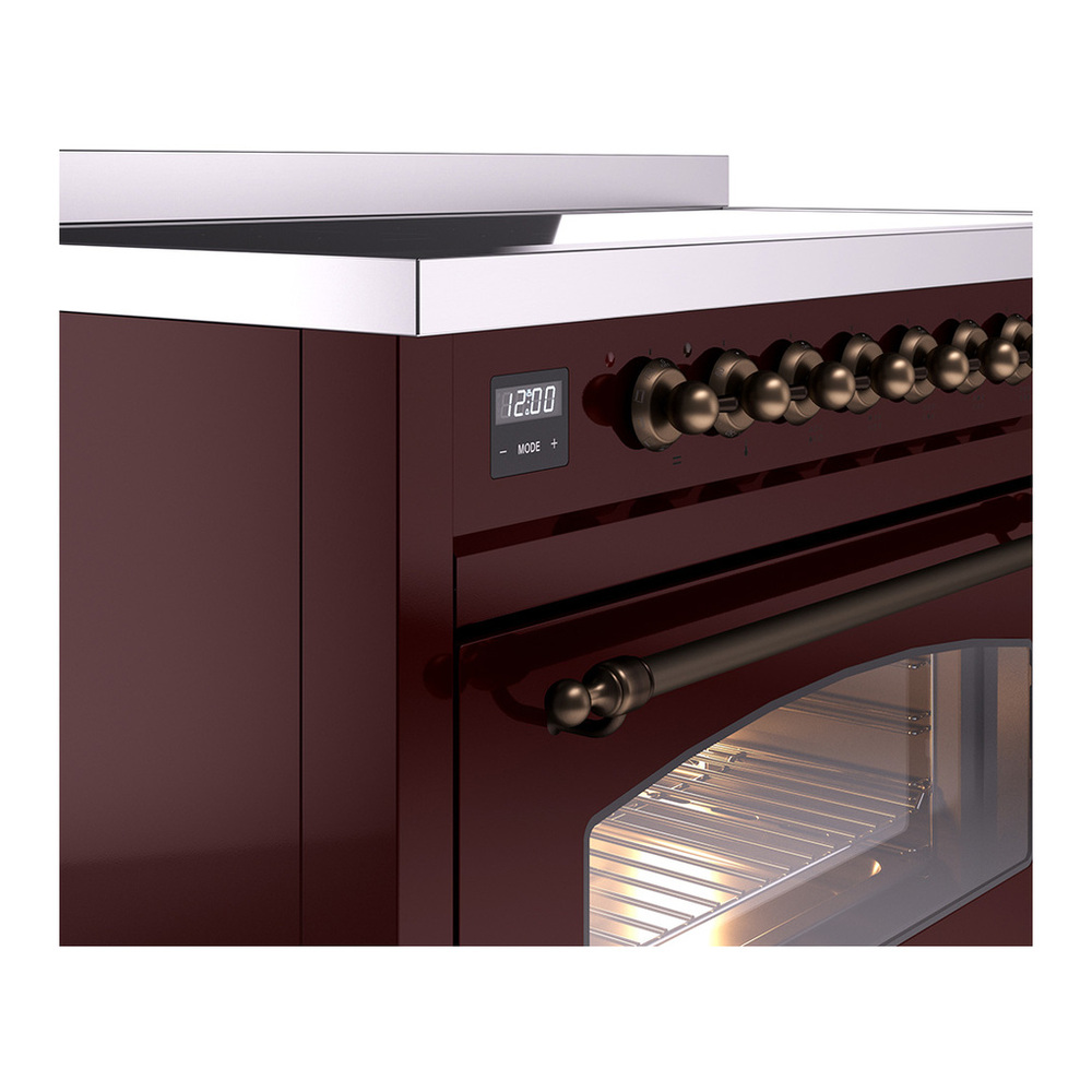 ILVE UPI486NMPBUB Nostalgie II 48 inch Induction Range with 6 Elements (Triple Glass Door, Burgundy, Burnished) 10 ILVE_UPI486NMPBUB_Nostalgie_II_48"_Dual_Fuel_Range_details