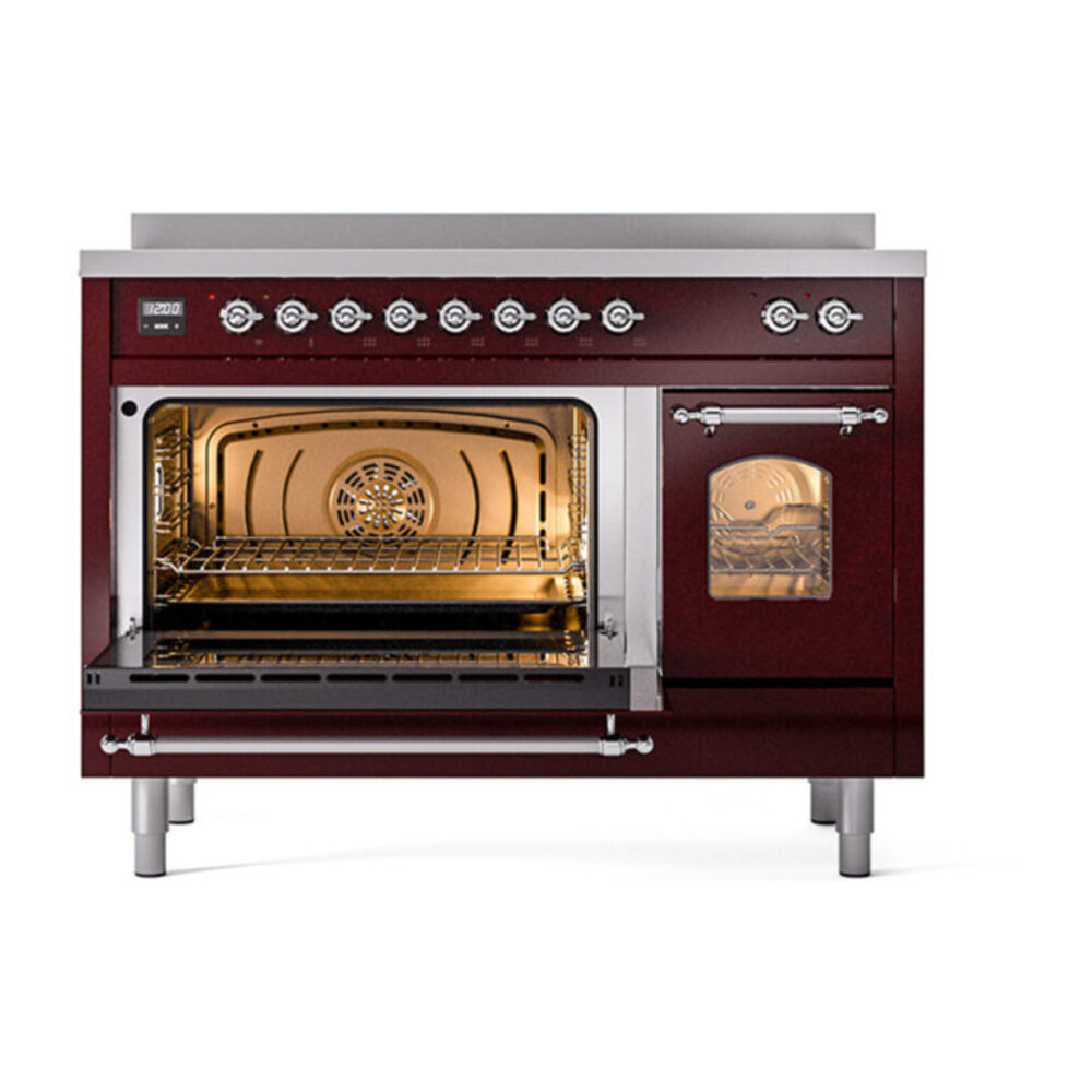 ILVE_UPI486NMPBUC_Nostalgie_II_48"_Dual_Fuel_Range_main_oven_door_opened