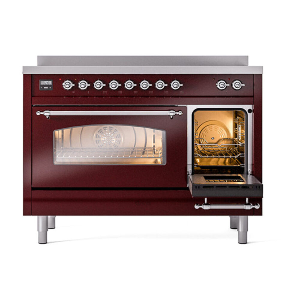 ILVE_UPI486NMPBUC_Nostalgie_II_48"_Dual_Fuel_Range_side_oven_door_opened