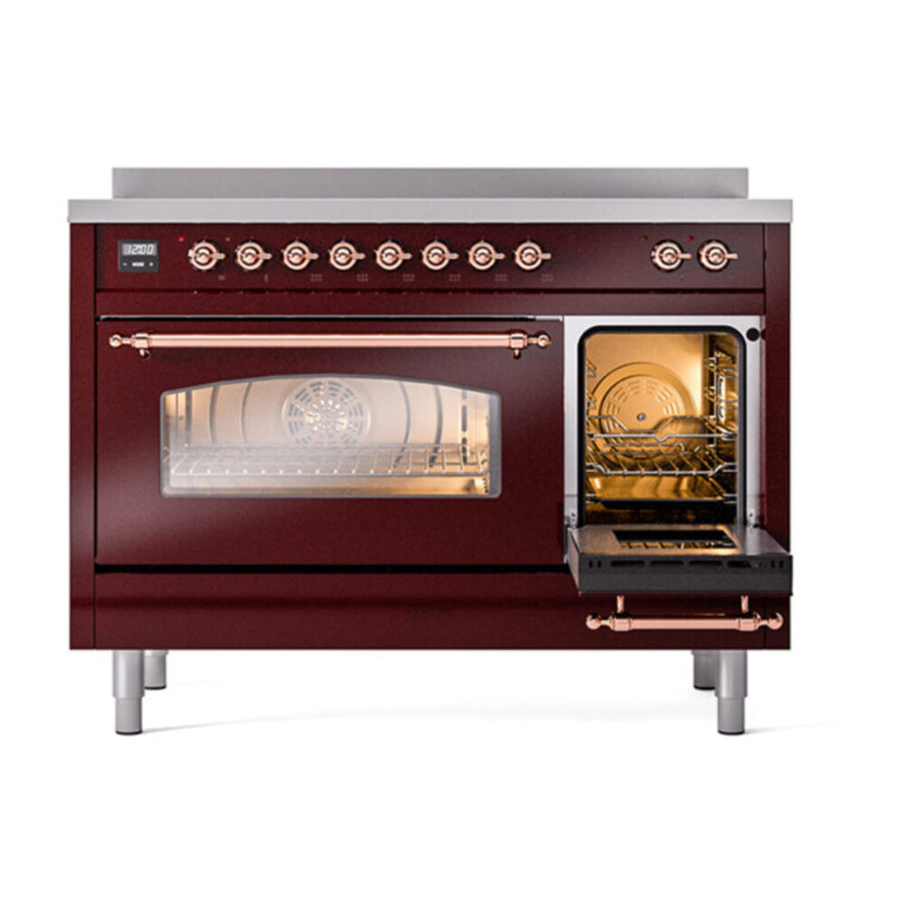 ILVE_UPI486NMPBUP_Nostalgie_II_48"_Dual_Fuel_Range_side_oven_door_opened