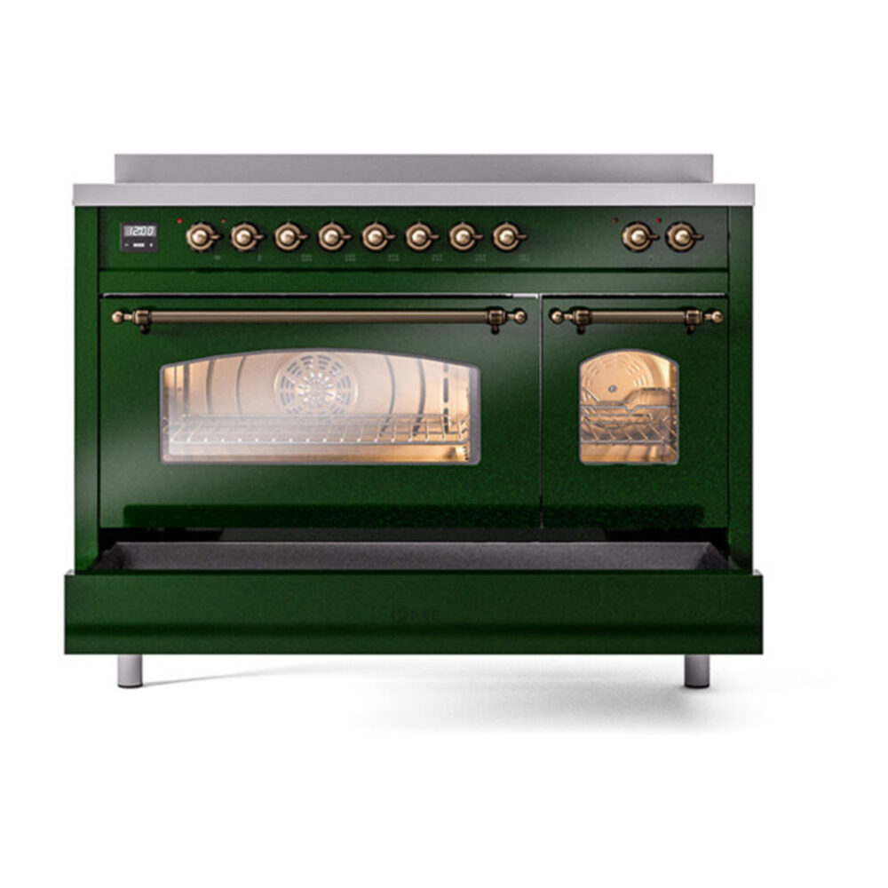 ILVE_UPI486NMPEGB_Nostalgie_II_48"_Dual_Fuel_Range_drawer_opened