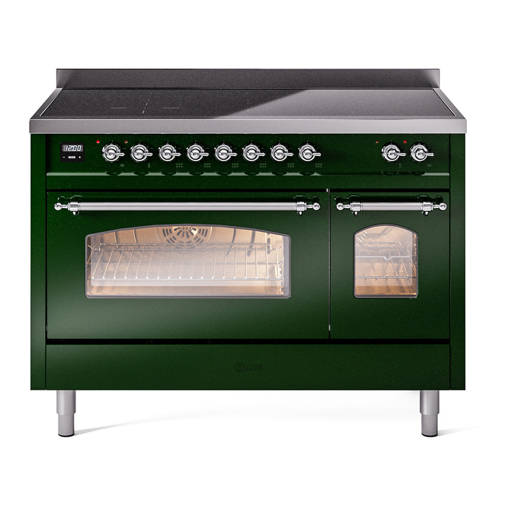 ILVE UPI486NMPEGC Nostalgie II 48 inch Induction Range with 6 Elements (Triple Glass Door, Emerald Green, Chrome) 1 UPI486NMPEGC