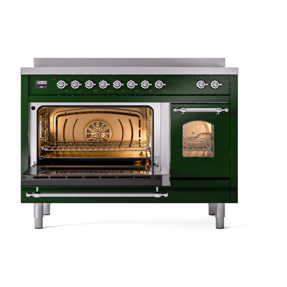 ILVE_UPI486NMPEGC_Nostalgie_II_48"_Dual_Fuel_Range_main_oven_door_opened