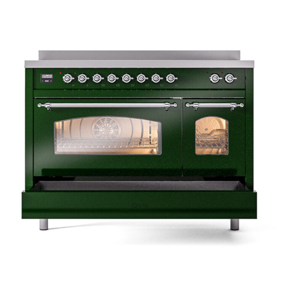 ILVE_UPI486NMPEGC_Nostalgie_II_48"_Dual_Fuel_Range_drawer_opened