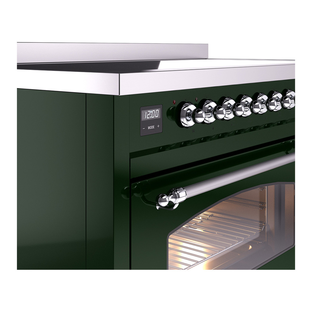 ILVE UPI486NMPEGC Nostalgie II 48 inch Induction Range with 6 Elements (Triple Glass Door, Emerald Green, Chrome) 10 ILVE_UPI486NMPEGC_Nostalgie_II_48"_Dual_Fuel_Range_details