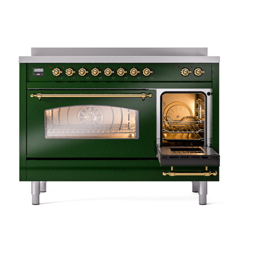 ILVE_UPI486NMPEGG_Nostalgie_II_48"_Dual_Fuel_Range_side_oven_door_opened