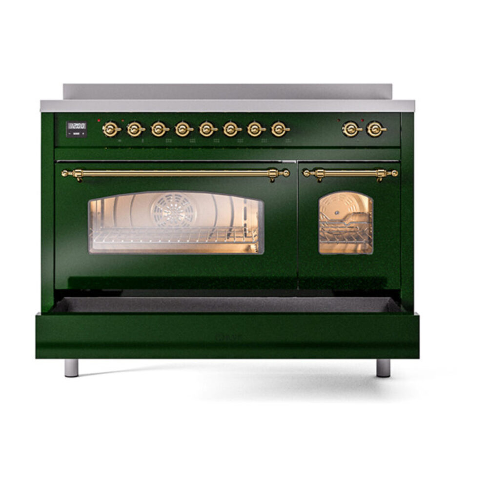 ILVE_UPI486NMPEGG_Nostalgie_II_48"_Dual_Fuel_Range_drawer_opened