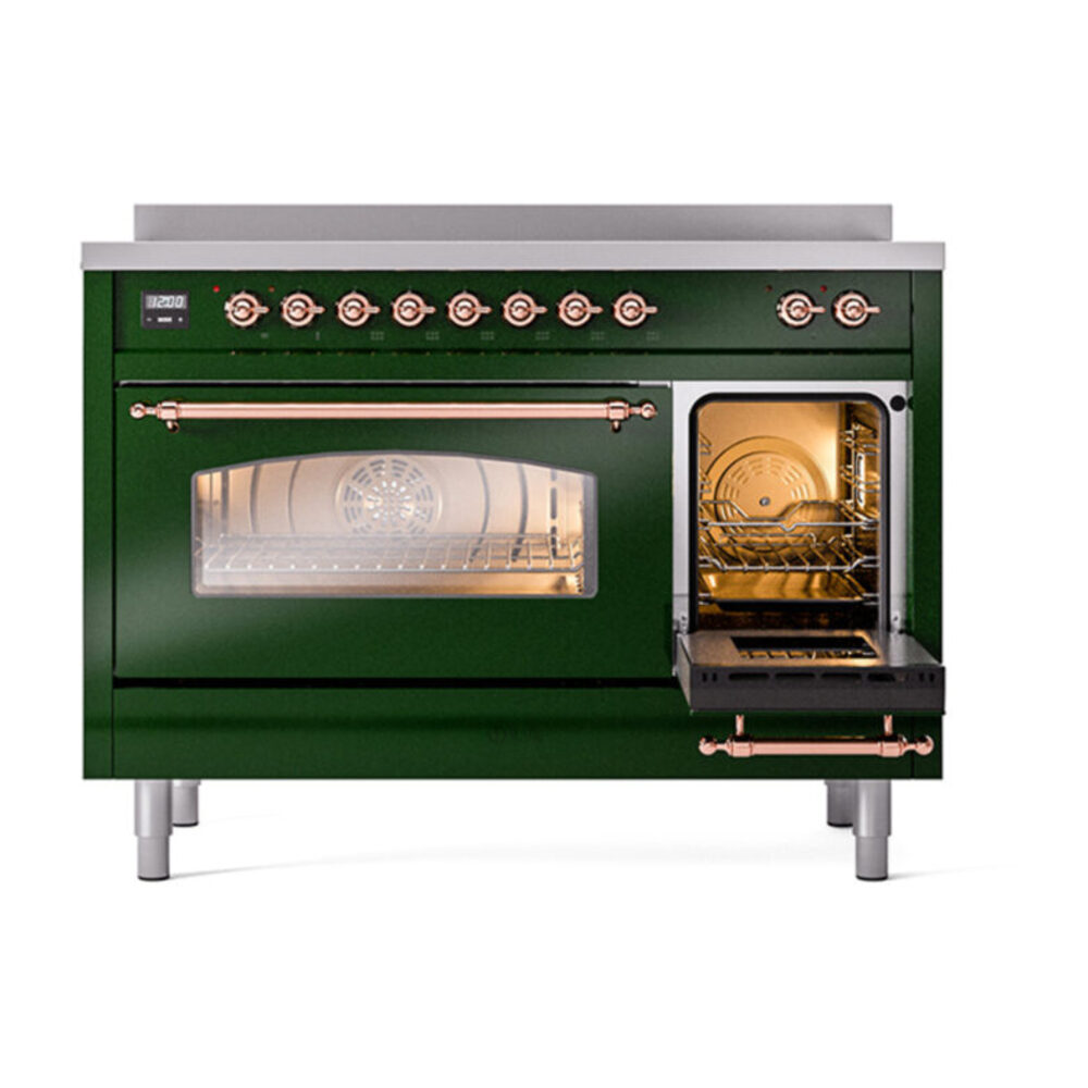 ILVE_UPI486NMPEGP_Nostalgie_II_48"_Dual_Fuel_Range_side_oven_door_opened