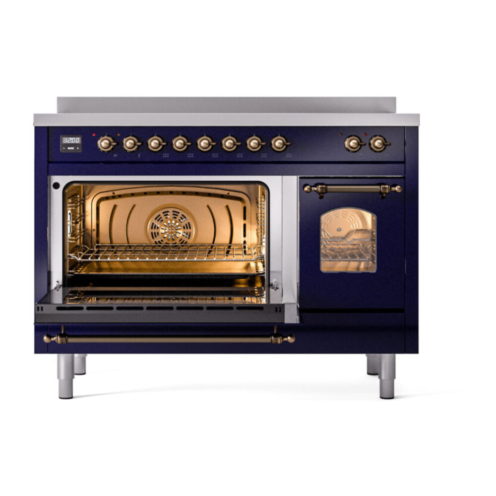 ILVE_UPI486NMPMBB_Nostalgie_II_48"_Dual_Fuel_Range_main_oven_door_opened