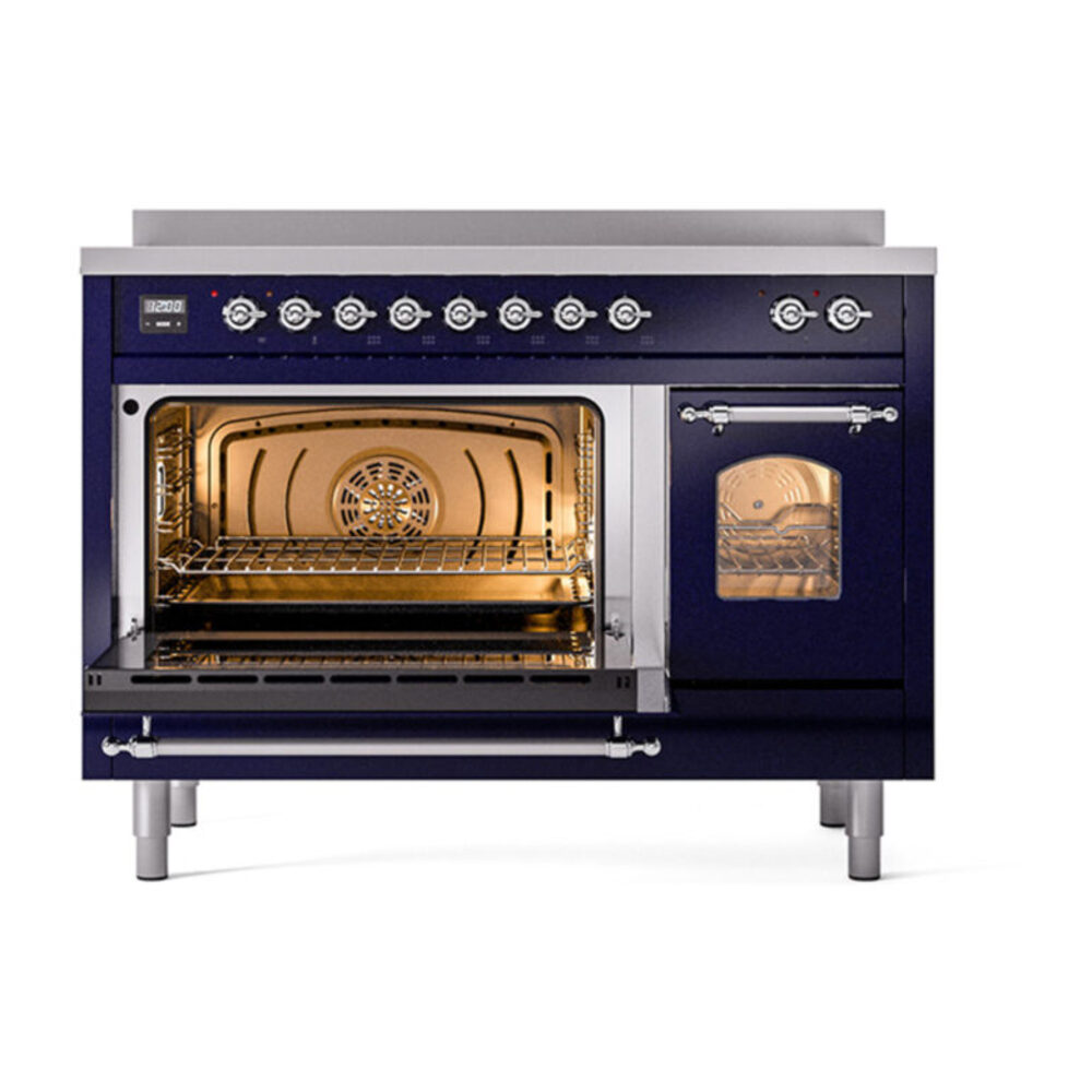 ILVE_UPI486NMPMBC_Nostalgie_II_48"_Dual_Fuel_Range_main_oven_door_opened