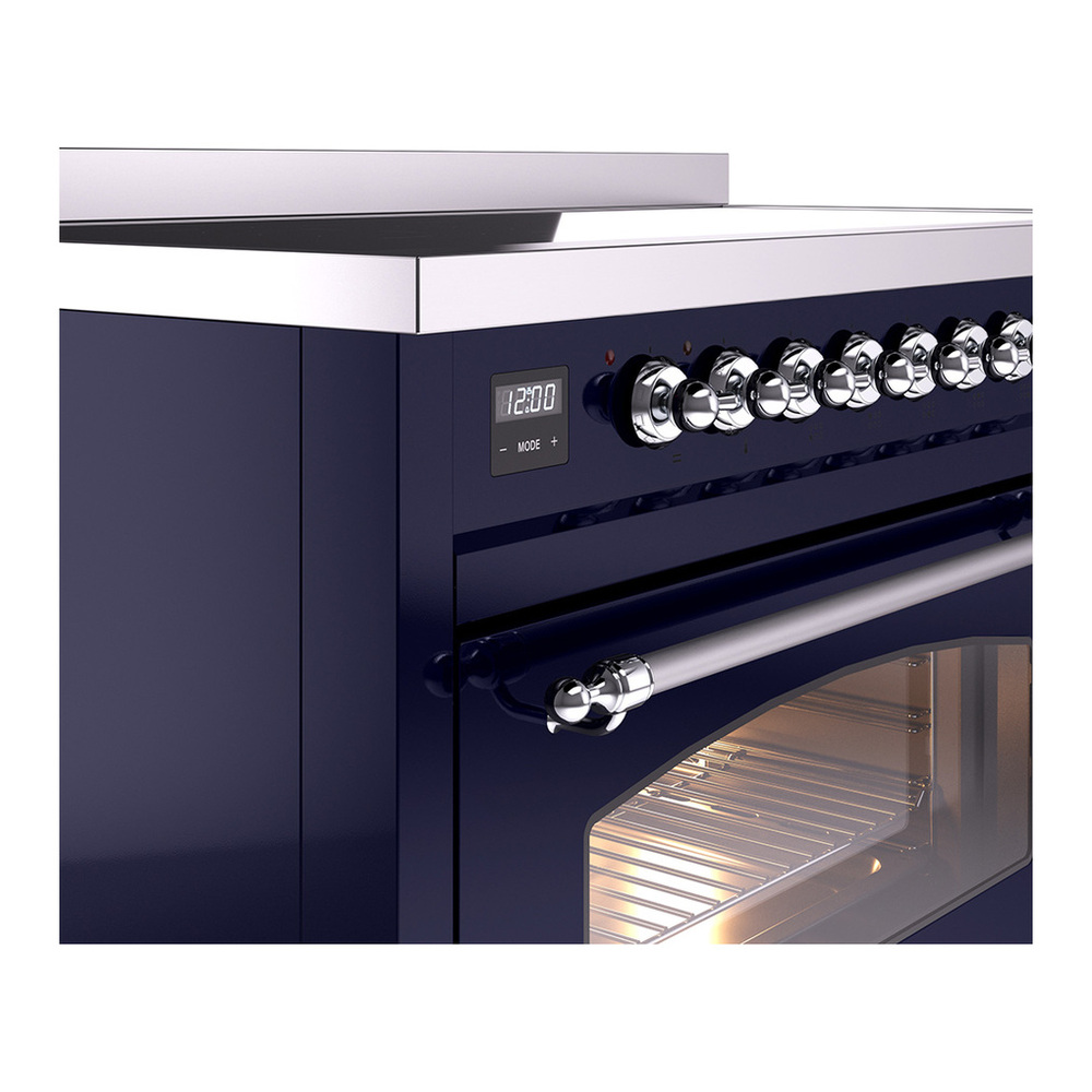 ILVE UPI486NMPMBC Nostalgie II 48 inch Induction Range with 6 Elements (Triple Glass Door, Midnight Blue, Chrome) 10 ILVE_UPI486NMPMBC_Nostalgie_II_48"_Dual_Fuel_Range_details