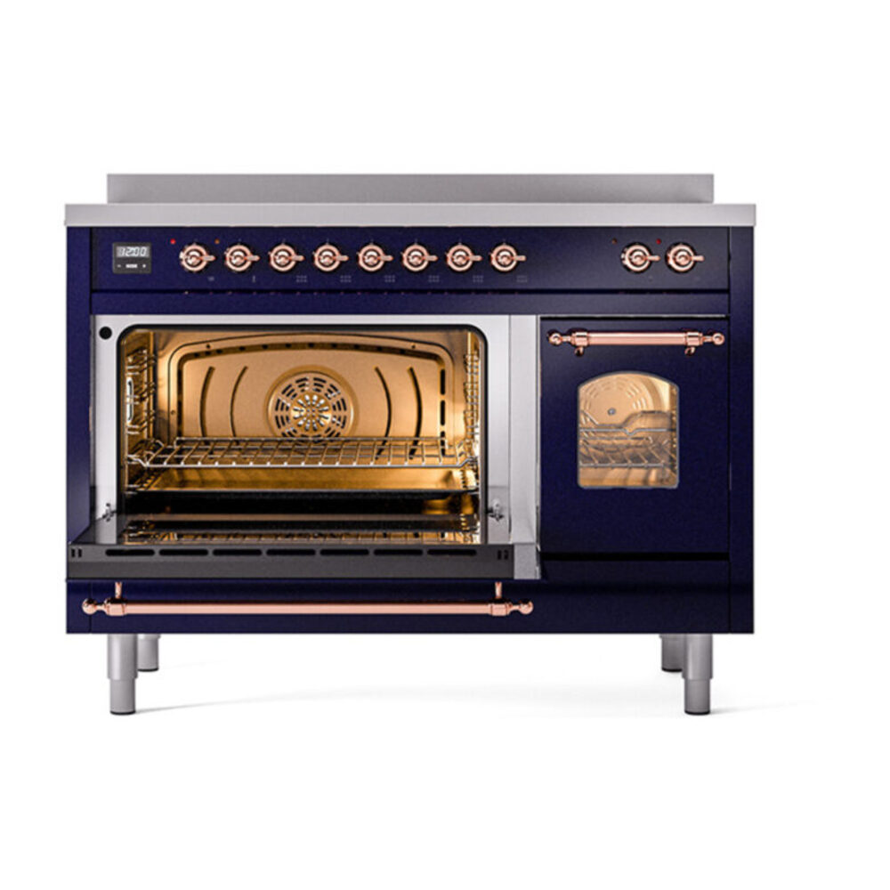 ILVE_UPI486NMPMBP_Nostalgie_II_48"_Dual_Fuel_Range_main_oven_door_opened