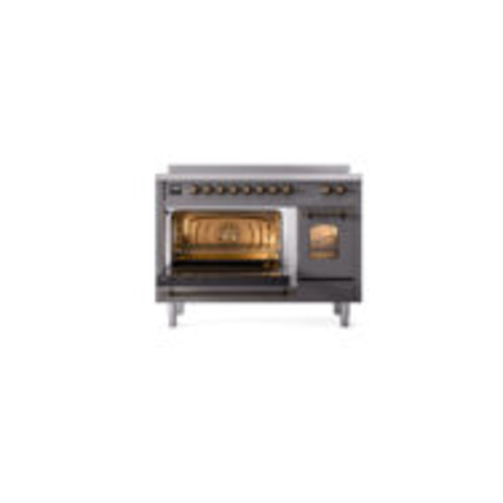 ILVE_UPI486NMPMGB_Nostalgie_II_48"_Dual_Fuel_Range_main_oven_door_opened