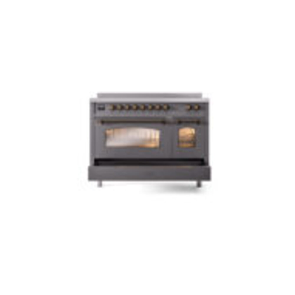 ILVE_UPI486NMPMGB_Nostalgie_II_48"_Dual_Fuel_Range_drawer_opened