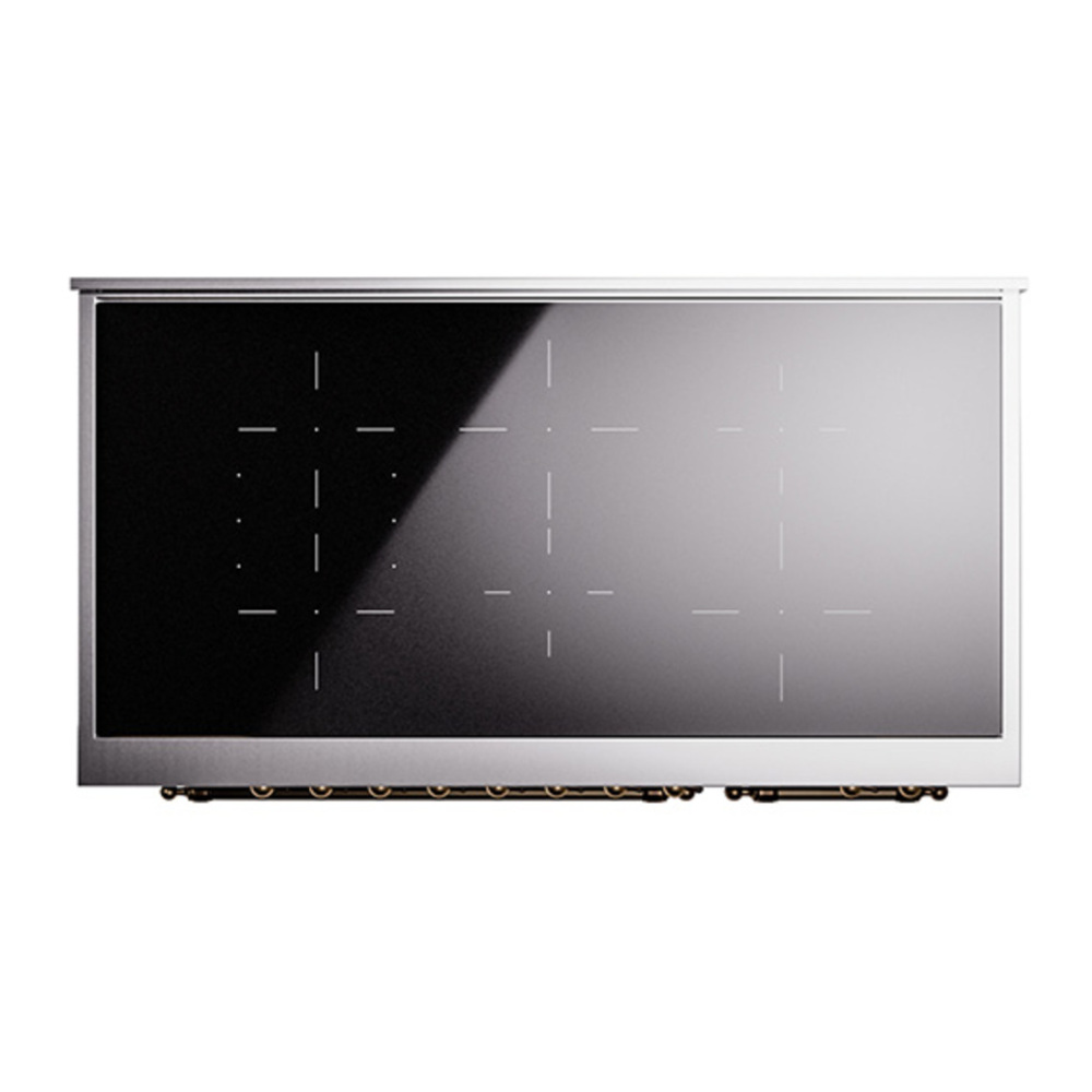 ILVE UPI486NMPMGB Nostalgie II 48 inch Induction Range with 6 Elements (Triple Glass Door, Graphite Matte, Burnished) 11 ILVE_UPI486NMPMGB_Nostalgie_II_48"_Dual_Fuel_Range_top_view