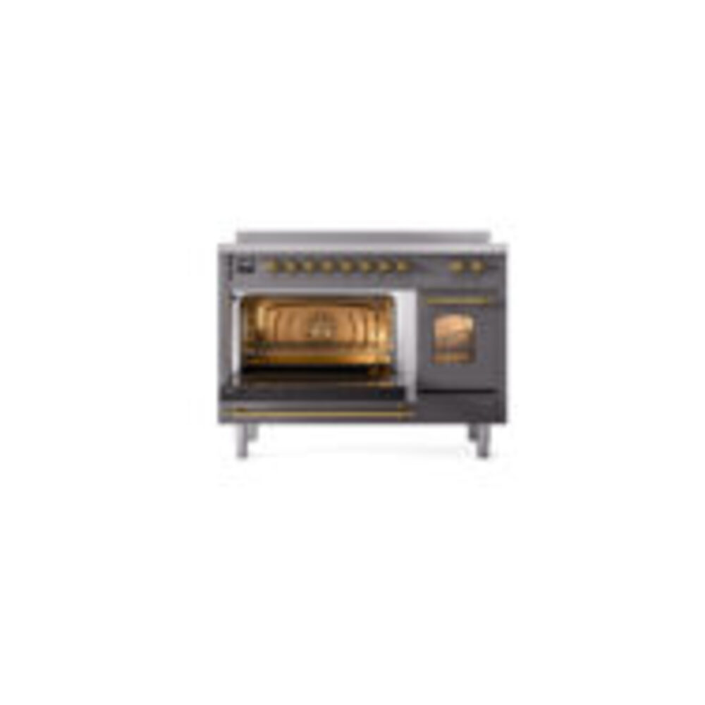ILVE_UPI486NMPMGG_Nostalgie_II_48"_Dual_Fuel_Range_main_oven_door_opened