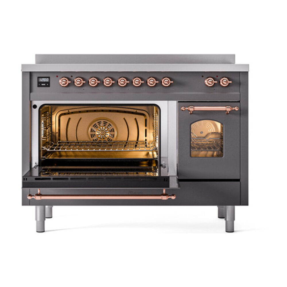 ILVE_UPI486NMPMGP_Nostalgie_II_48"_Dual_Fuel_Range_main_oven_door_opened