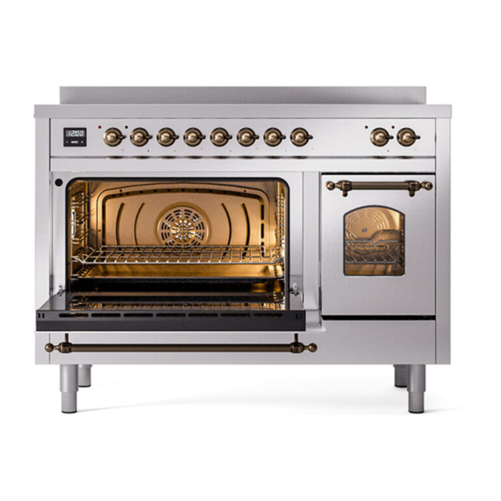 ILVE_UPI486NMPSSB_Nostalgie_II_48"_Dual_Fuel_Range_main_oven_door_opened