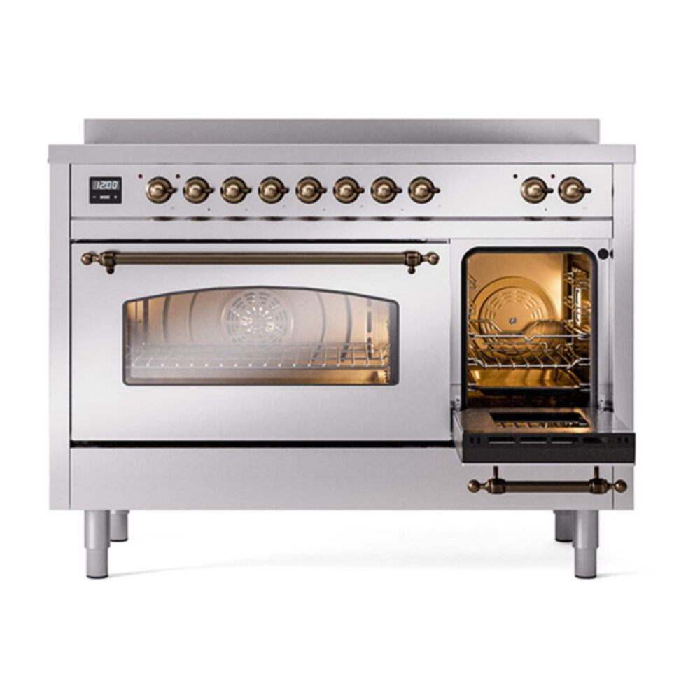 ILVE_UPI486NMPSSB_Nostalgie_II_48"_Dual_Fuel_Range_side_oven_door_opened
