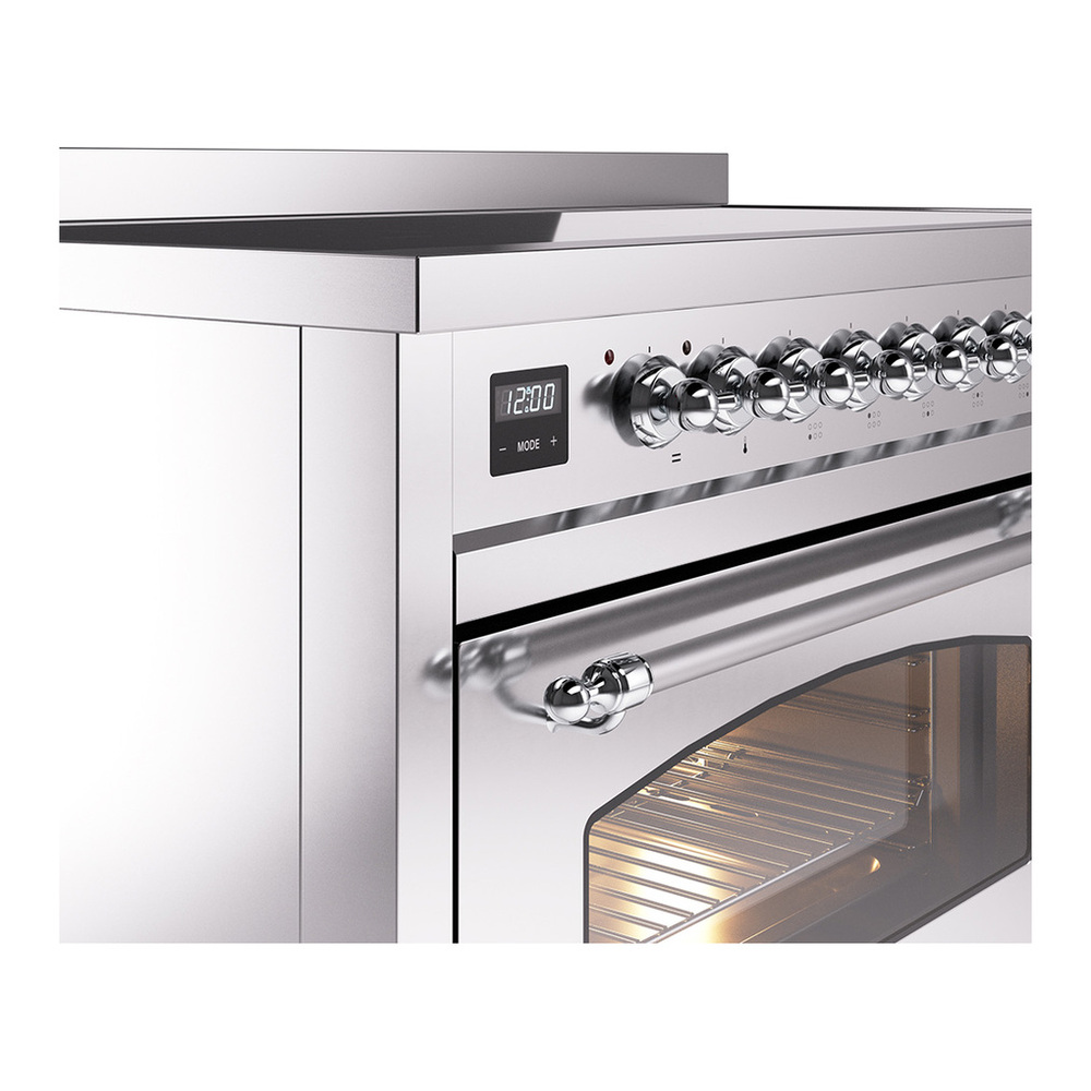 ILVE UPI486NMPSSC Nostalgie II 48 inch Induction Range with 6 Elements (Triple Glass Door, Stainless Steel, Chrome) 10 ILVE_UPI486NMPSSC_Nostalgie_II_48"_Dual_Fuel_Range_details