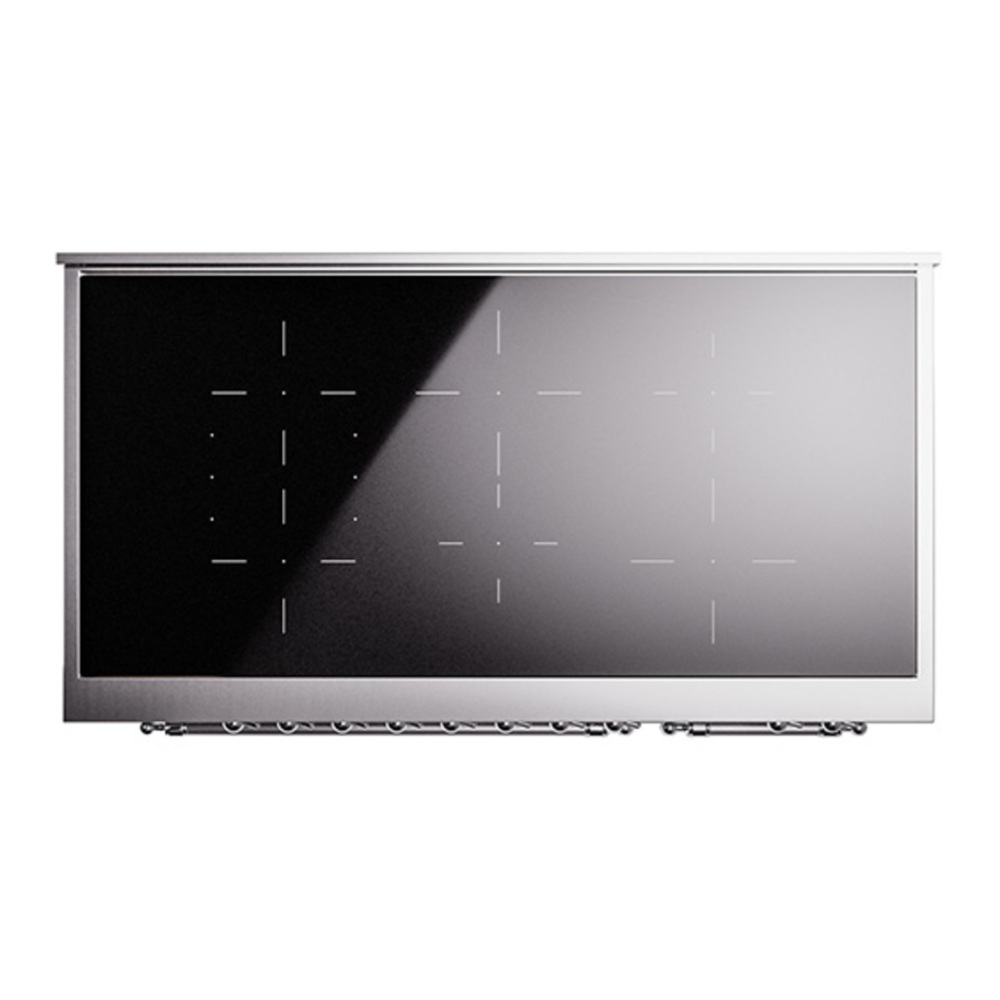 ILVE UPI486NMPSSC Nostalgie II 48 inch Induction Range with 6 Elements (Triple Glass Door, Stainless Steel, Chrome) 11 ILVE_UPI486NMPSSC_Nostalgie_II_48"_Dual_Fuel_Range_top_view
