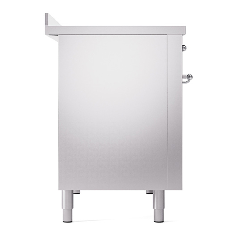 ILVE UPI486NMPSSC Nostalgie II 48 inch Induction Range with 6 Elements (Triple Glass Door, Stainless Steel, Chrome) 12 ILVE_UPI486NMPSSC_Nostalgie_II_48"_Dual_Fuel_Range_left_side