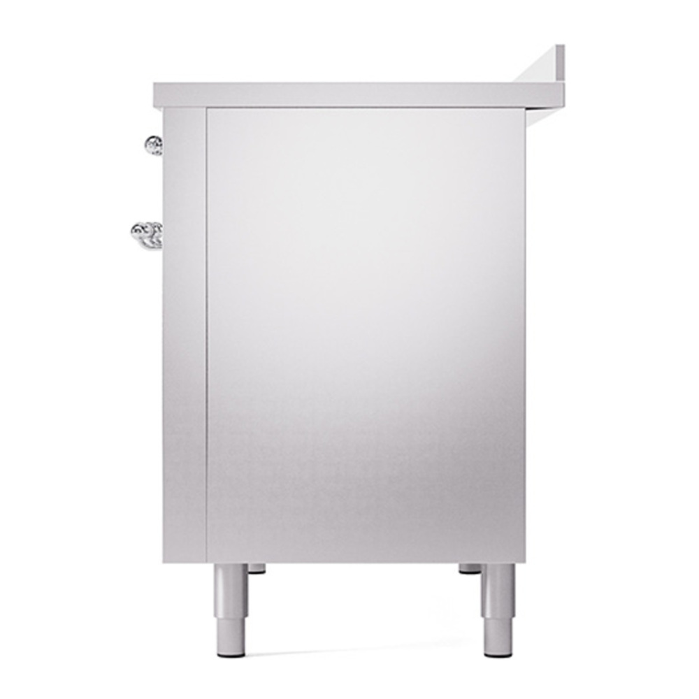 ILVE UPI486NMPSSC Nostalgie II 48 inch Induction Range with 6 Elements (Triple Glass Door, Stainless Steel, Chrome) 13 ILVE_UPI486NMPSSC_Nostalgie_II_48"_Dual_Fuel_Range_right_side