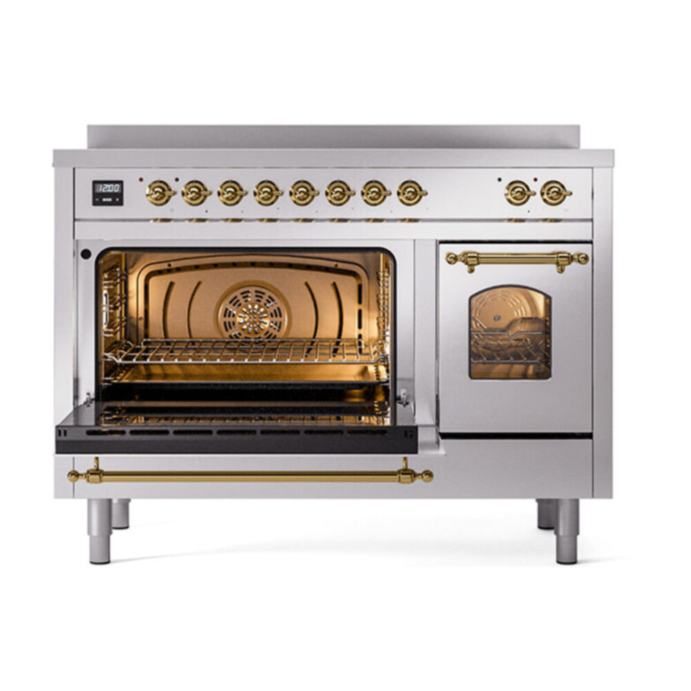 ILVE_UPI486NMPSSG_Nostalgie_II_48"_Dual_Fuel_Range_main_oven_door_opened