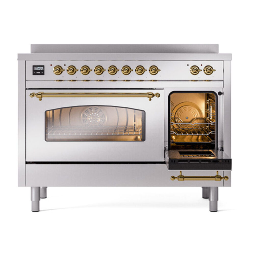 ILVE_UPI486NMPSSG_Nostalgie_II_48"_Dual_Fuel_Range_side_oven_door_opened