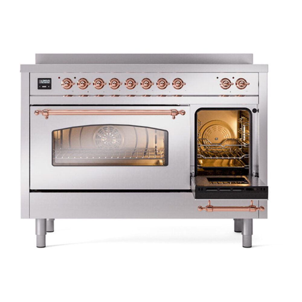 ILVE_UPI486NMPSSP_Nostalgie_II_48"_Dual_Fuel_Range_side_oven_door_opened