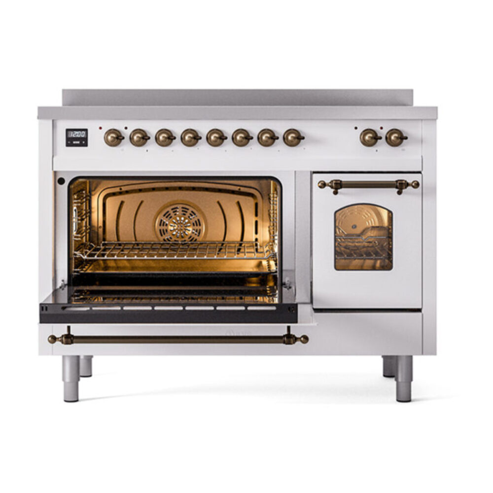 ILVE_UPI486NMPWHB_Nostalgie_II_48"_Dual_Fuel_Range_main_oven_door_opened