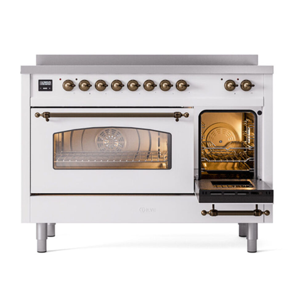 ILVE_UPI486NMPWHB_Nostalgie_II_48"_Dual_Fuel_Range_side_oven_door_opened