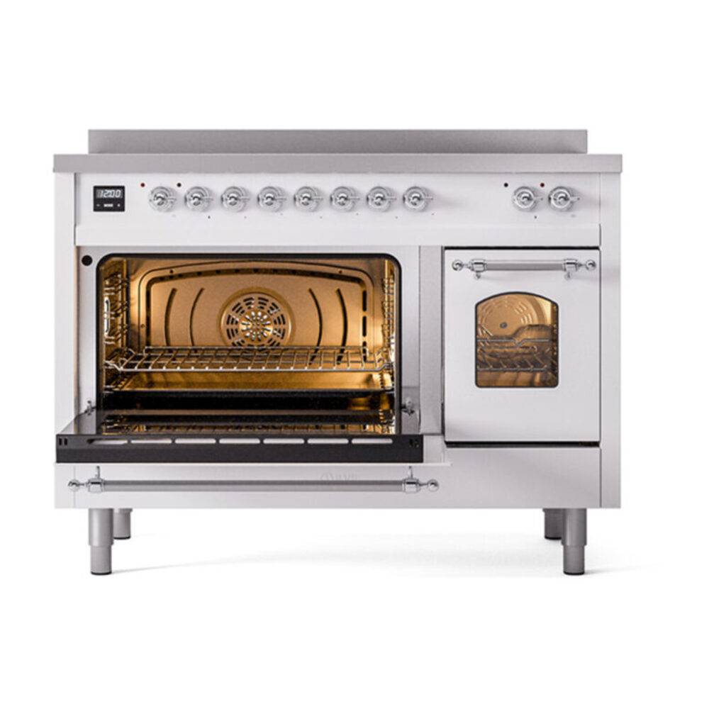 ILVE_UPI486NMPWHC_Nostalgie_II_48"_Dual_Fuel_Range_main_oven_door_opened