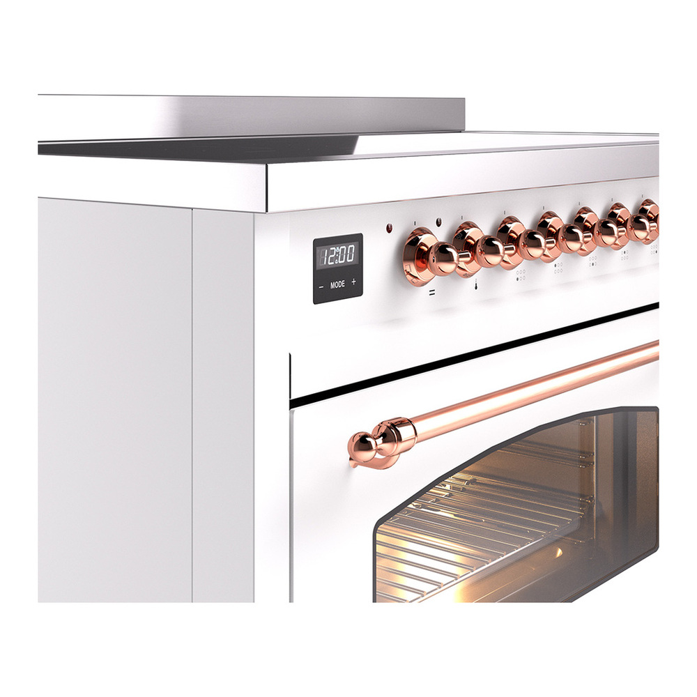 ILVE UPI486NMPWHP Nostalgie II 48 inch Induction Range with 6 Elements (Triple Glass Door, White, Copper) 10 ILVE_UPI486NMPWHP_Nostalgie_II_48"_Dual_Fuel_Range_details