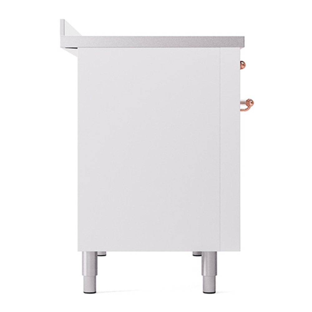 ILVE UPI486NMPWHP Nostalgie II 48 inch Induction Range with 6 Elements (Triple Glass Door, White, Copper) 12 ILVE_UPI486NMPWHP_Nostalgie_II_48"_Dual_Fuel_Range_left_side